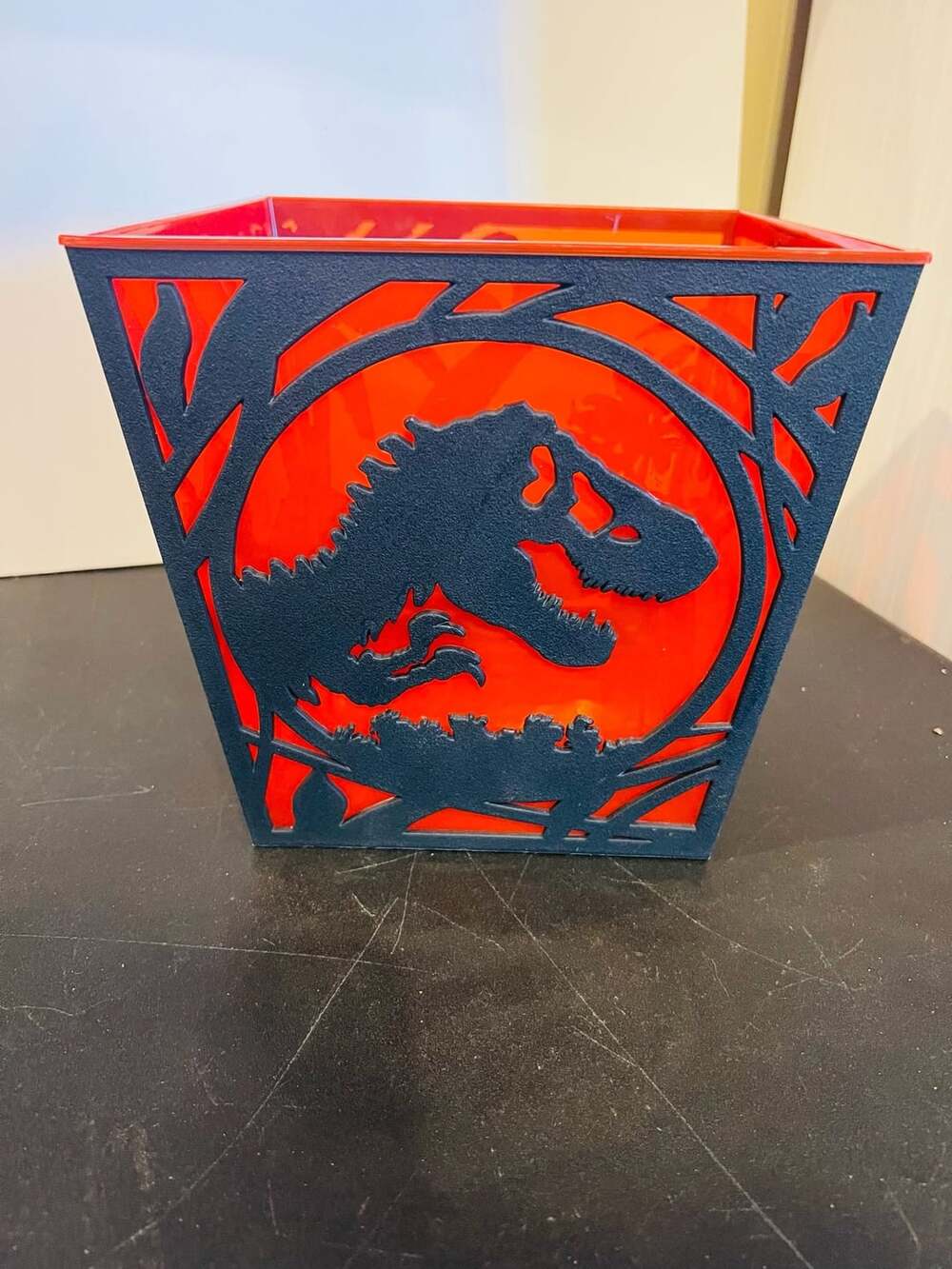 Jurassic Park Silhouette Popcorn Bucket Red Black Plastic